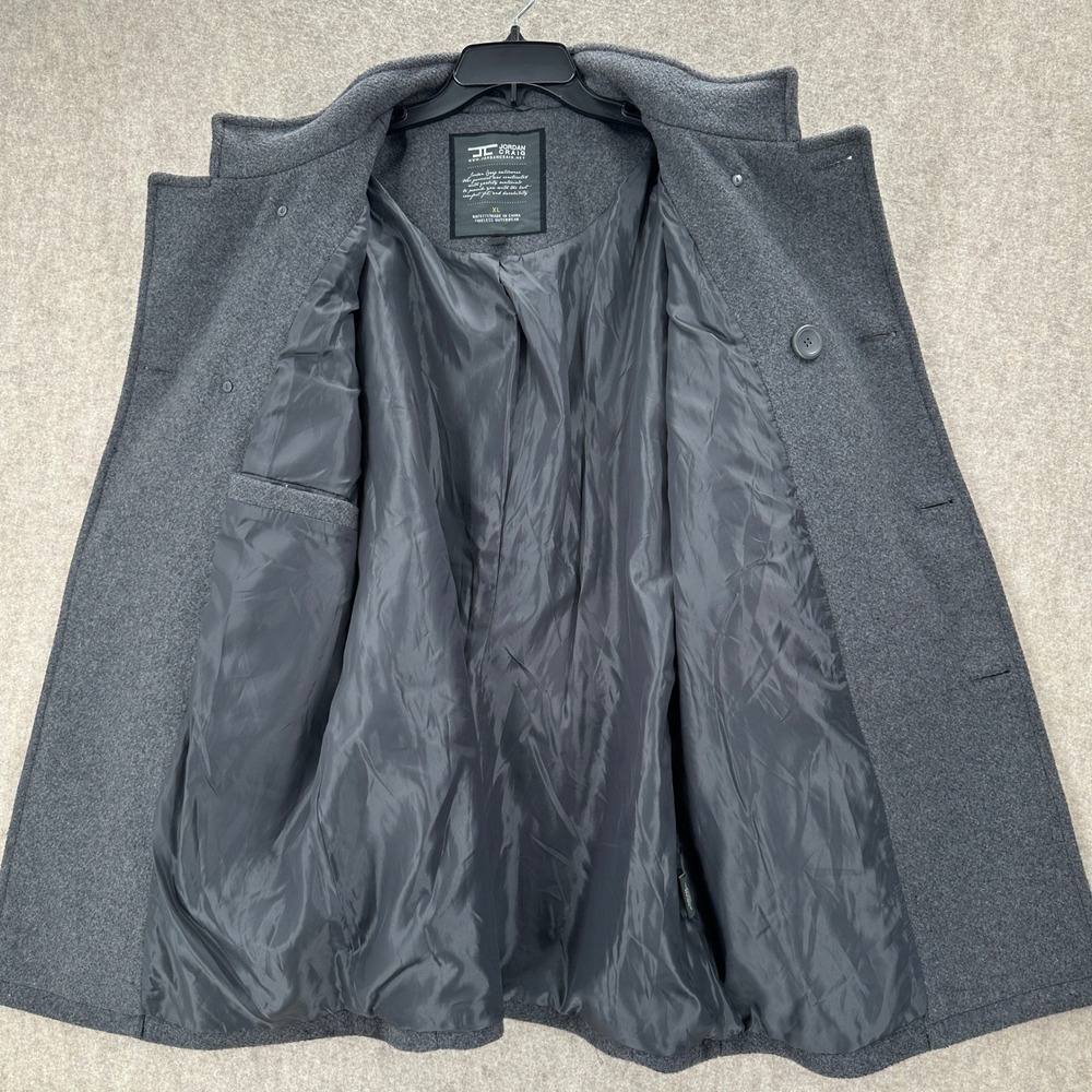 Jordan Craig Mens Wool Blend Peacoat Jacket Double‎ Breasted Gray XL